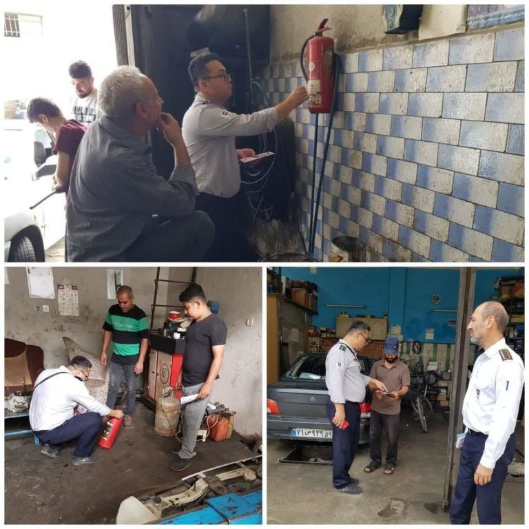 بازدید ایمنی کارشناسان آتش نشانی گرگان از گاراژهای خیابان جرجان