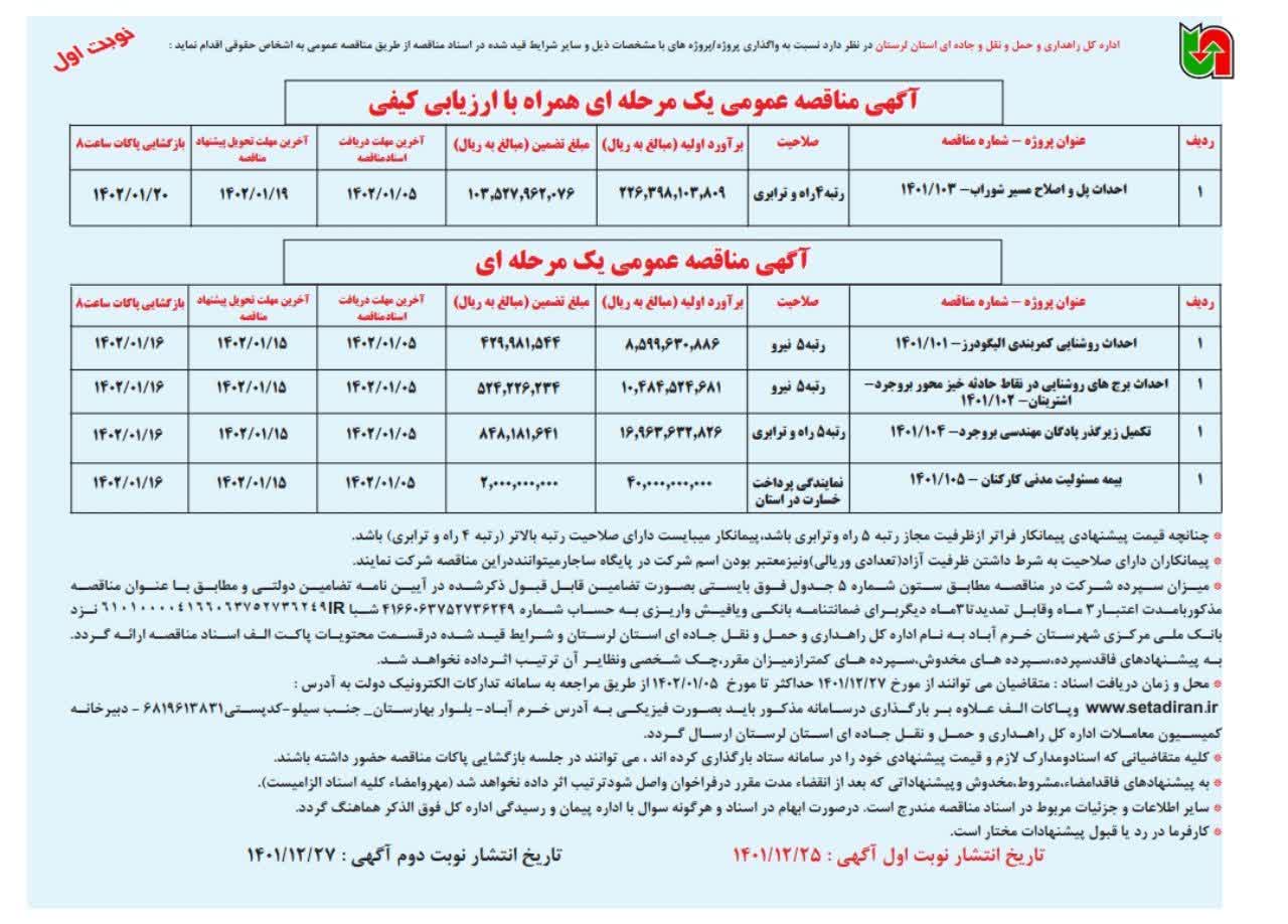 تجمیع و چاپ آگهی های مناقصه و مزایده؛ راهکار راهداری استان برای دور زدن رسانه های لرستان